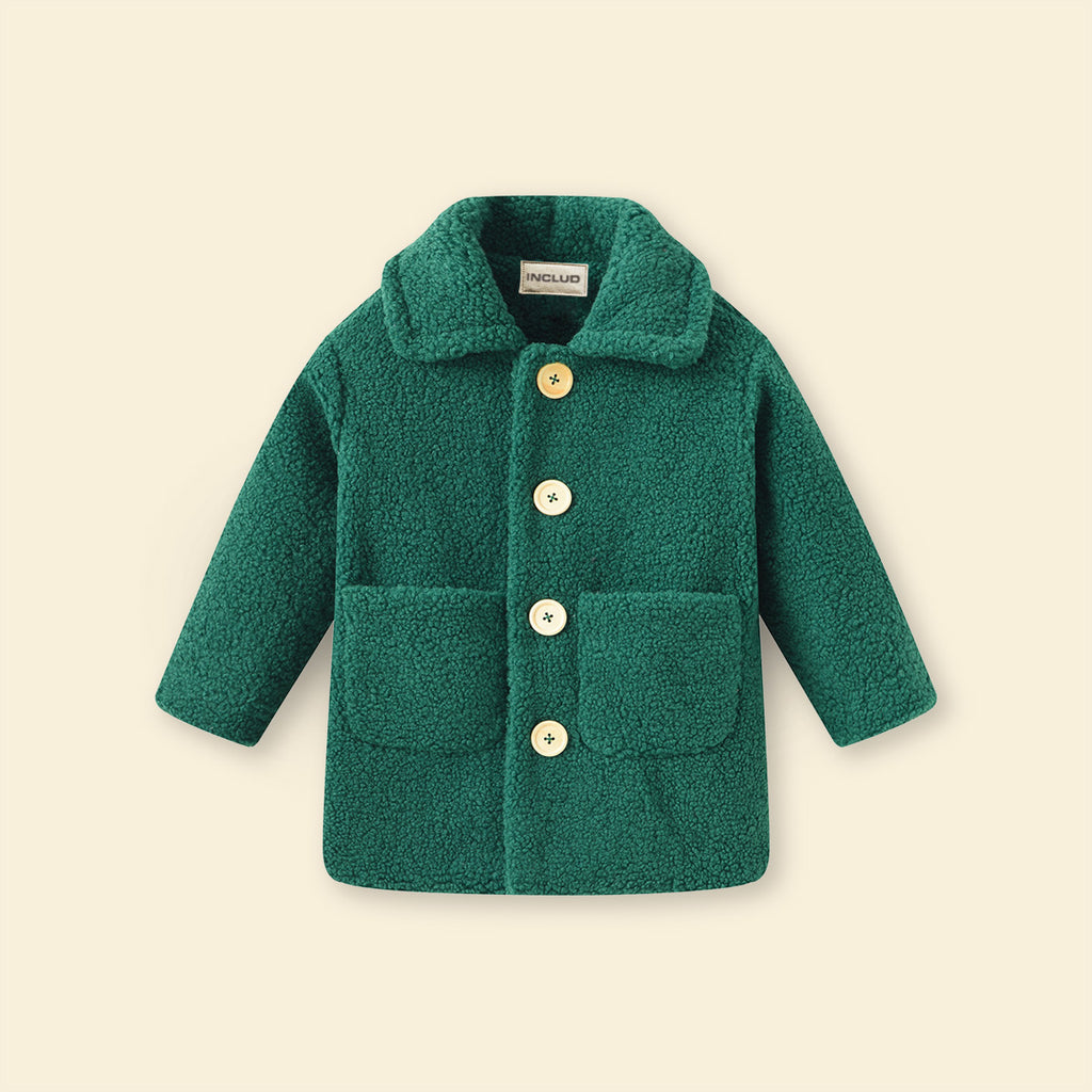 Girls Dark Green Spread Collar Tailored Jacket Coats & Jackets