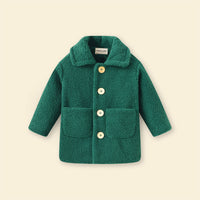 Girls Dark Green Spread Collar Tailored Jacket Coats & Jackets