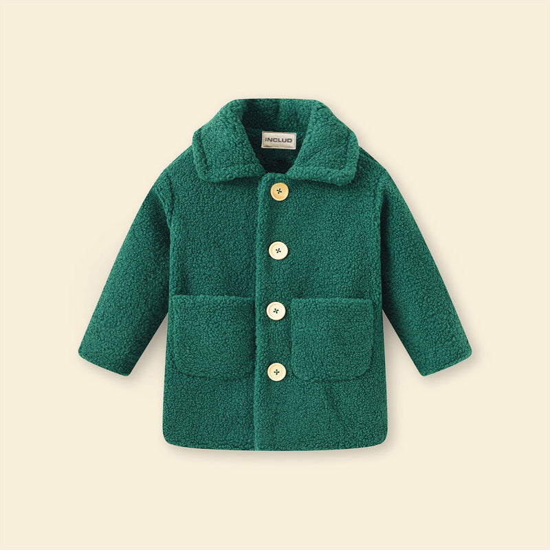 Girls Dark Green Spread Collar Tailored Jacket Coats & Jackets