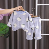 Girls Blue Graphics Regular Sweatshirt With Pants Sets 2 pc. Sets Blue 1-2 Y