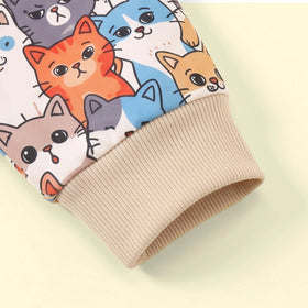 Boys Multicolour Cat Print Sweatshirt With Pants Sets 2 pc. Sets