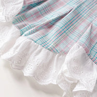 Girls Light Blue Checked Sleeveless Top With Shorts Sets Sets