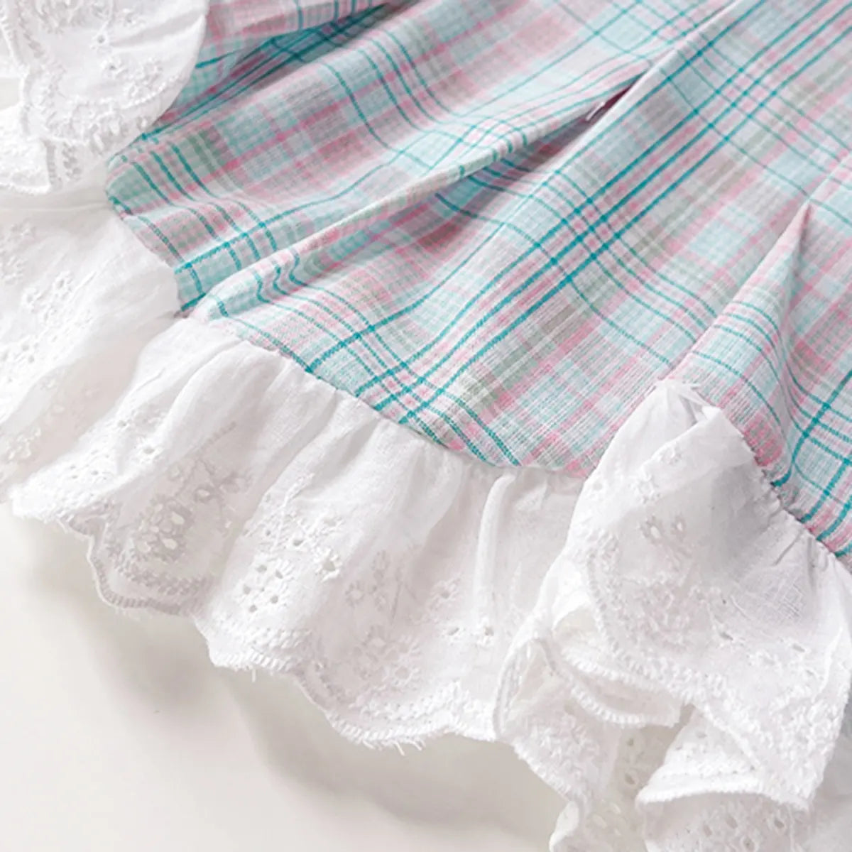 Girls Light Blue Checked Sleeveless Top With Shorts Sets Sets