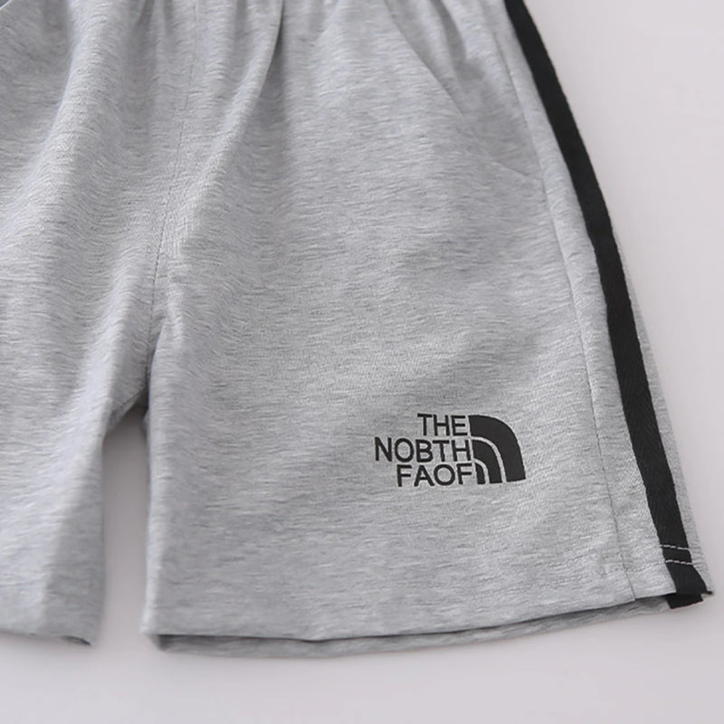 Boys Grey Typographic Print T-Shirt & Shorts Co-ord Sets Sets