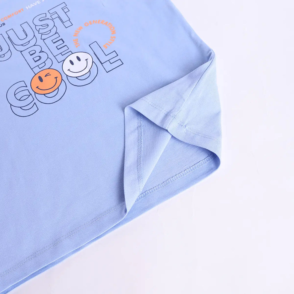 Boys Light Blue Graphics Print T-Shirt With Elasticated Pants Sets Sets