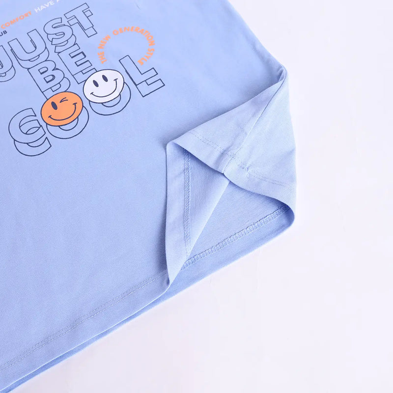 Boys Light Blue Graphics Print T-Shirt With Elasticated Pants Sets Sets