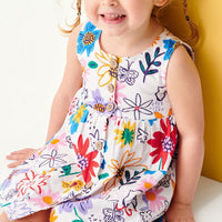 Girls Floral Print Sleeveless Fit & Flare Dress Casual Dresses   