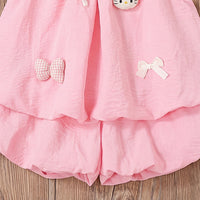 Girls Light Pink Kitty Applique Sleeveless Top With Shorts Sets 2 pc. Sets