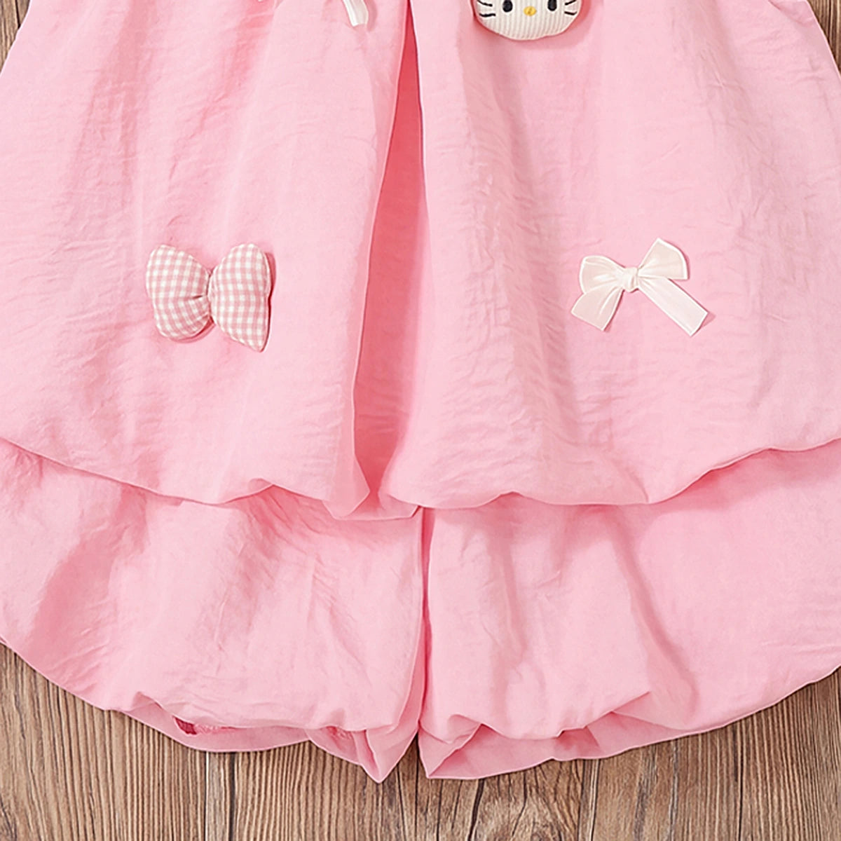 Girls Light Pink Kitty Applique Sleeveless Top With Shorts Sets 2 pc. Sets
