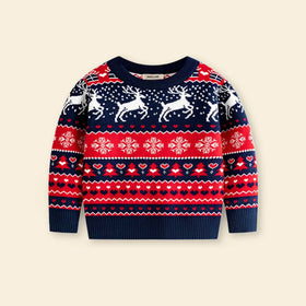 Boys Navy Blue Sweater With Self-Design Christmas Themed Patterns Sweaters & Cardigans Navy Blue 2-3 Y