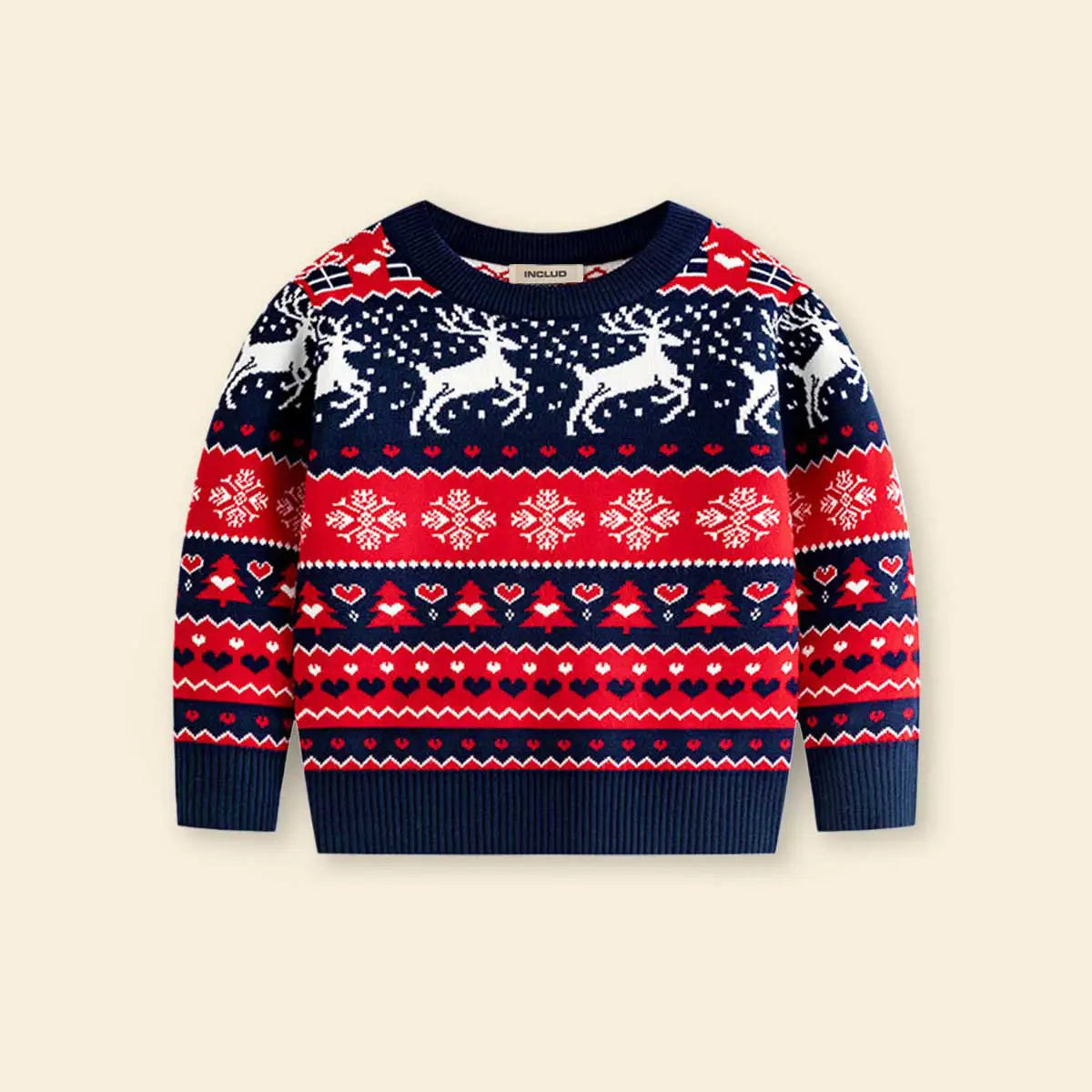 Boys Navy Blue Sweater With Self-Design Christmas Themed Patterns Sweaters & Cardigans Navy Blue 2-3 Y