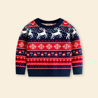 Boys Navy Blue Sweater With Self-Design Christmas Themed Patterns Sweaters & Cardigans Navy Blue 2-3 Y