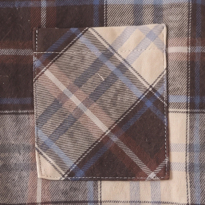 Boys Brown Checked Long Sleeve Hooded Shirt Shirts