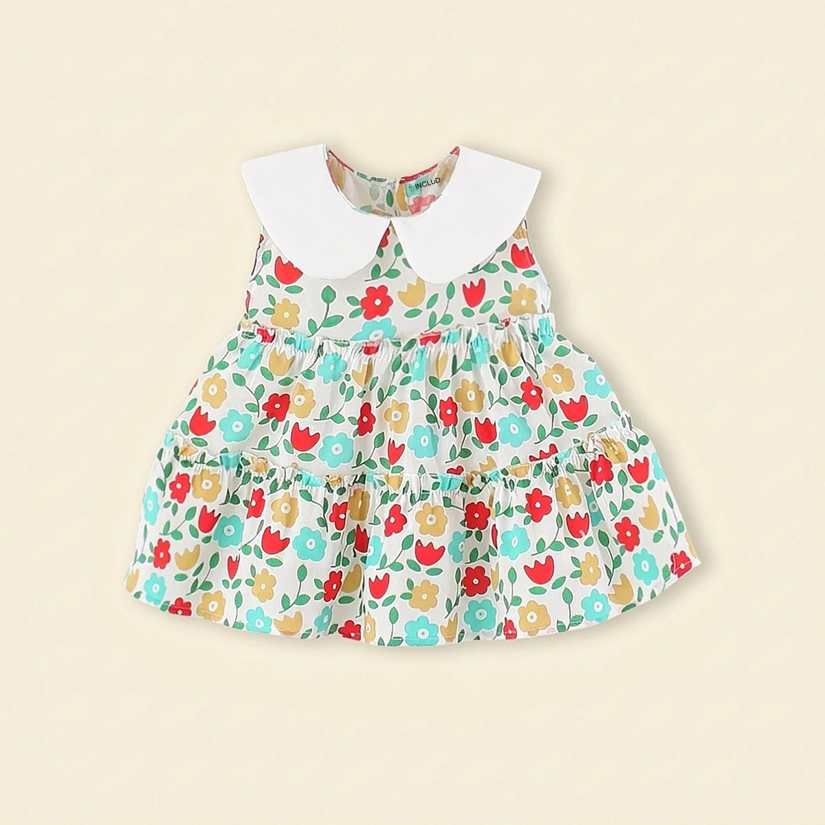 Girls Multicolor Floral Print Fit & Flare Tiered Dress Casual Dresses