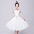 Girls White Sleeveless Embroidered Fit & Flare Party Dress Party Dresses White 3-4 Y