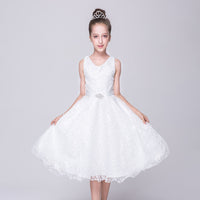 Girls White Sleeveless Embroidered Fit & Flare Party Dress Party Dresses White 3-4 Y