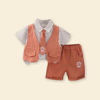 Boys Striped Shirt with Waistcoat & Shorts Set 3 pc. Sets   