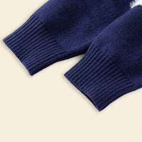 Girls Navy Blue Self Heart Design Winter Cardigan Sweaters & Cardigans