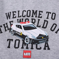 Boys Light Grey Car Printed Short Sleeve T-Shirt with Denim Shorts Sets 2 pc. Sets