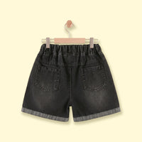 Girls Black Star Elasticated Denim Shorts Shorts