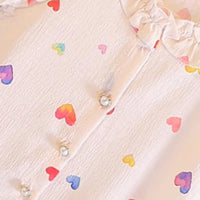 Girls Apricot Heart Printed Sleeveless A-line Dress Casual Dresses