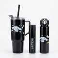 Black 3-Piece Hydration Bottle Set - Tumbler, Gym & Slim Trending Accessories Black Onesize