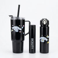Black 3-Piece Hydration Bottle Set - Tumbler, Gym & Slim Trending Accessories Black Onesize