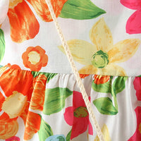 Girls Short Sleeve Floral Print Dress Casual Dresses   