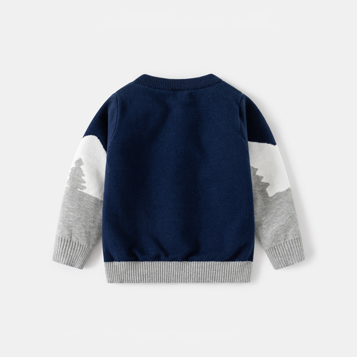 Boys Navy Blue Self-Design Jacquard Regular Sweater Sweaters & Cardigans
