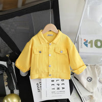 Girls Yellow Solid Long Sleeves Jacket Coats & Jackets Yellow 1-2 Y