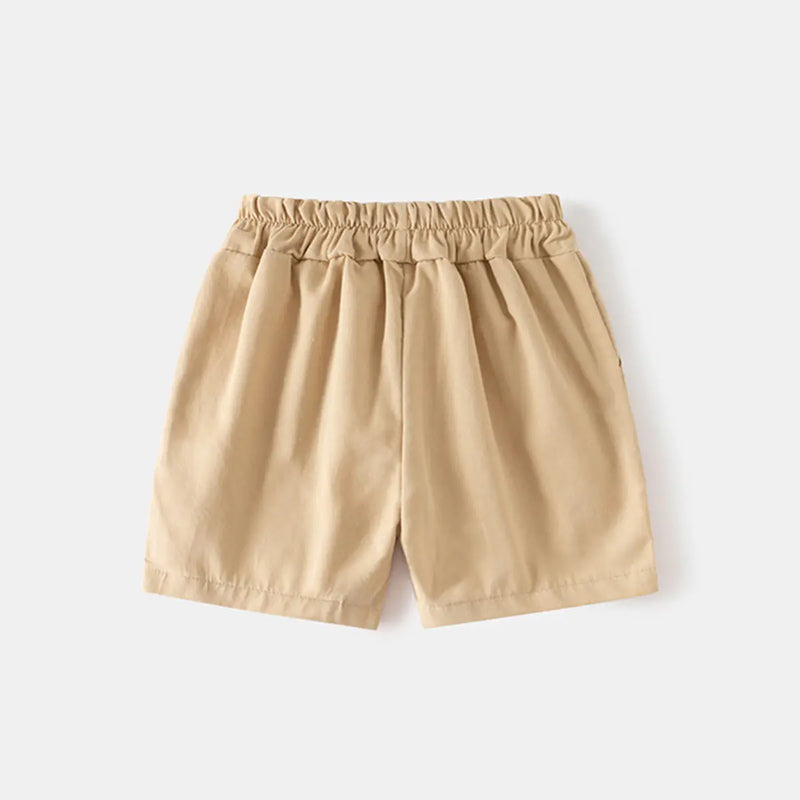 Boys Khaki Checked Short Sleeves Shirt With Shorts Sets Sets
