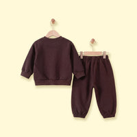 Boys Dark Brown Smiley Printed Sweatshirt & Joggers Co-ord Sets Sets