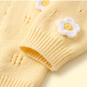 Girls Yellow Floral Long Sleeve Cardigan Sweaters & Cardigans