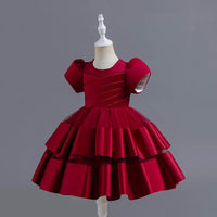 Girls Pleated Knee Length Party Dress Party Dresses   