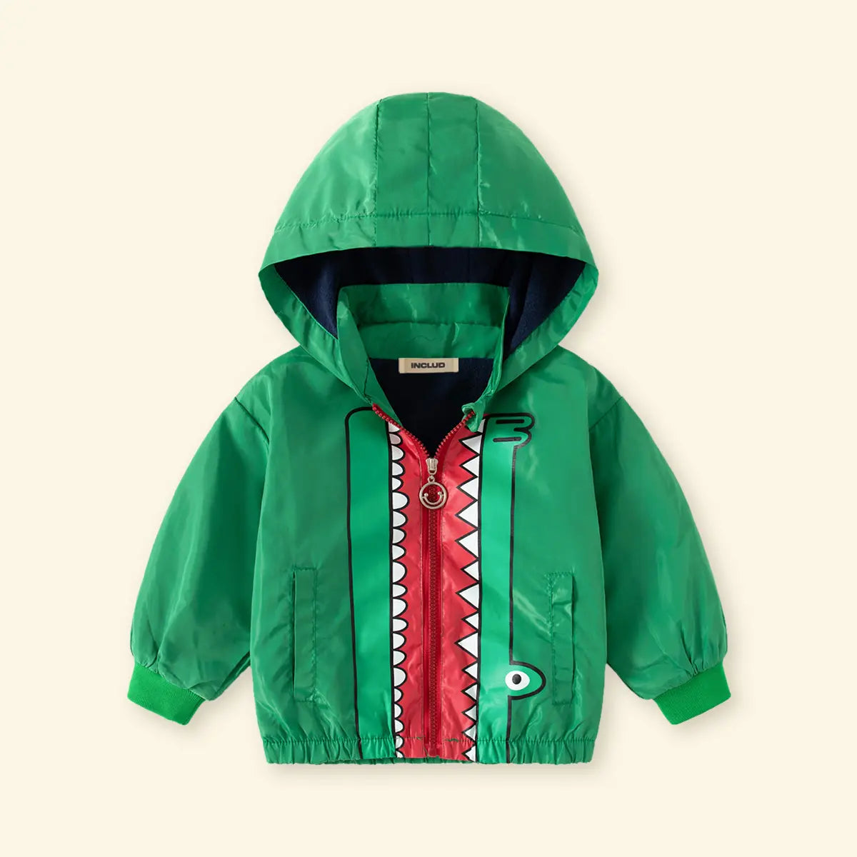 Boys Green Graphics Printed Hooded Zip-up Jacket Coats & Jackets