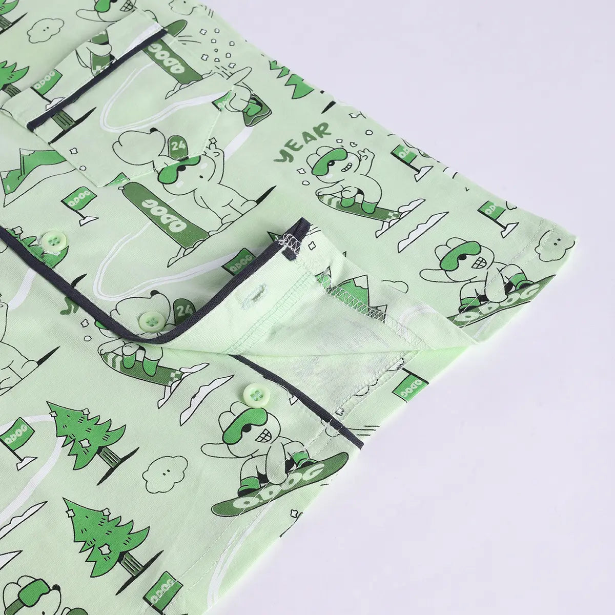 Girls Lime Green Printed Short Sleeve Shirt With Elasticated Pants Sets Sets