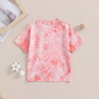 Boys Pink Bear Print Tie-Dye Short Sleeve T-Shirt Tshirts