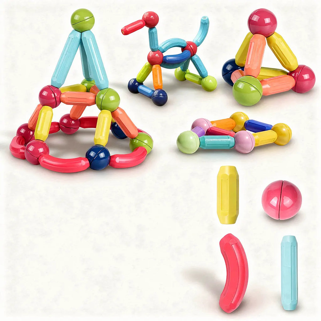 Kids Magnetic Building Bars & Balls Brain Game Set Trending Accessories
