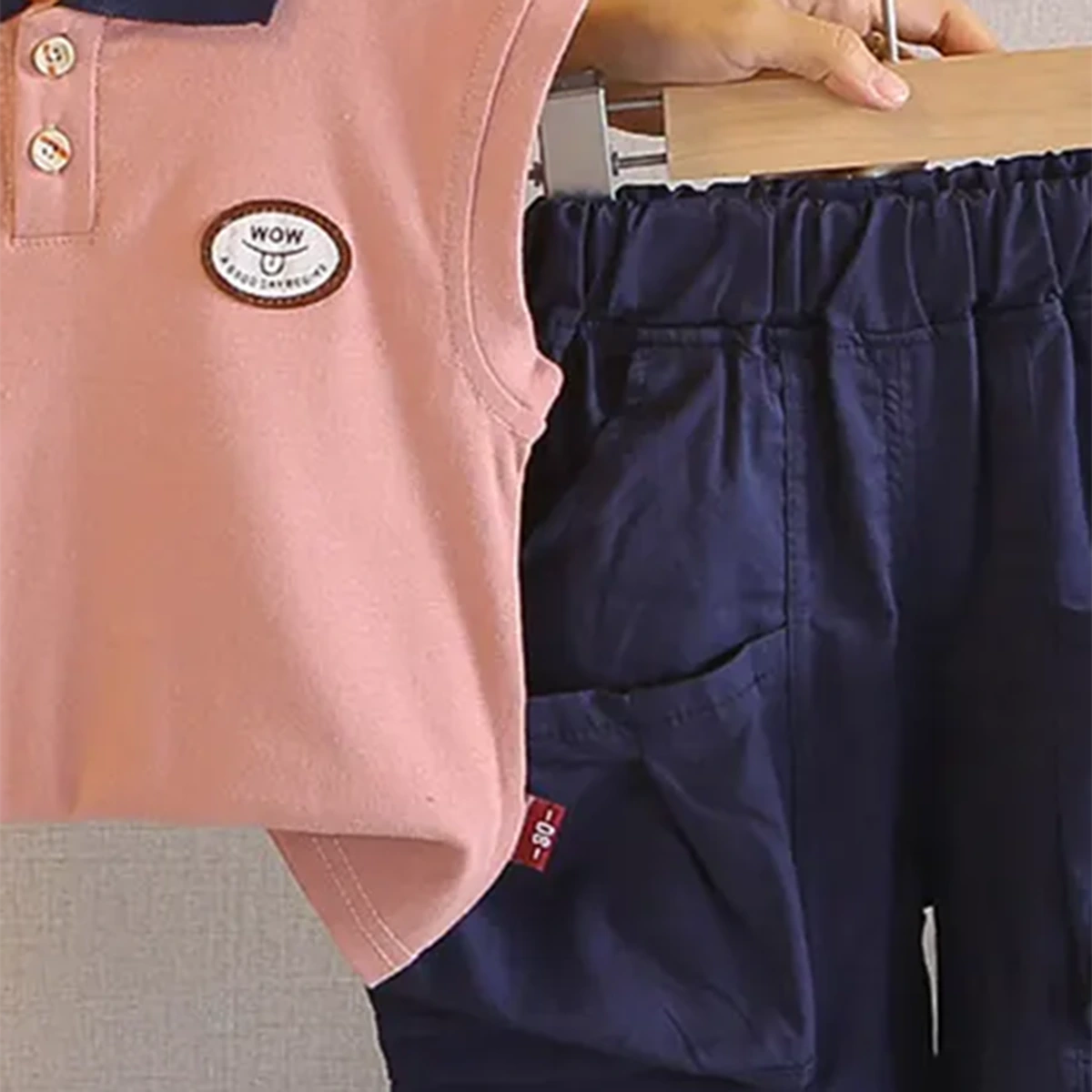 Boys Dark Pink Sleeveless Polo-T-Shirt With Cargo Shorts Sets Sets