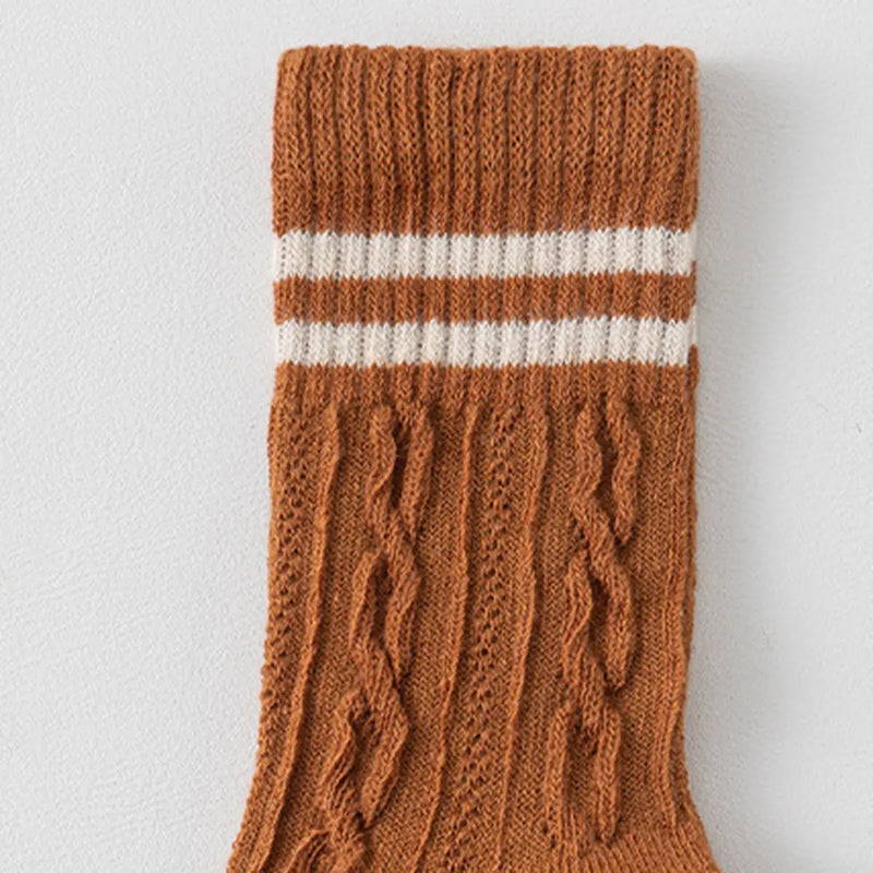 Pack of 6 Boys Multicolour Cable Knit Calf Length Socks Socks
