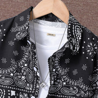 Boys Black Paisley Print Short Sleeve Shirt With Shorts Set 2 pc. Sets