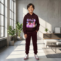 Boys Maroon K-Pop Star Graphics Hoodie With Jogger Co-ord Sets Sets Maroon 5-6 Y