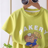 Boys Lime Green Typography Print T-Shirt With Shorts Sets 2 pc. Sets
