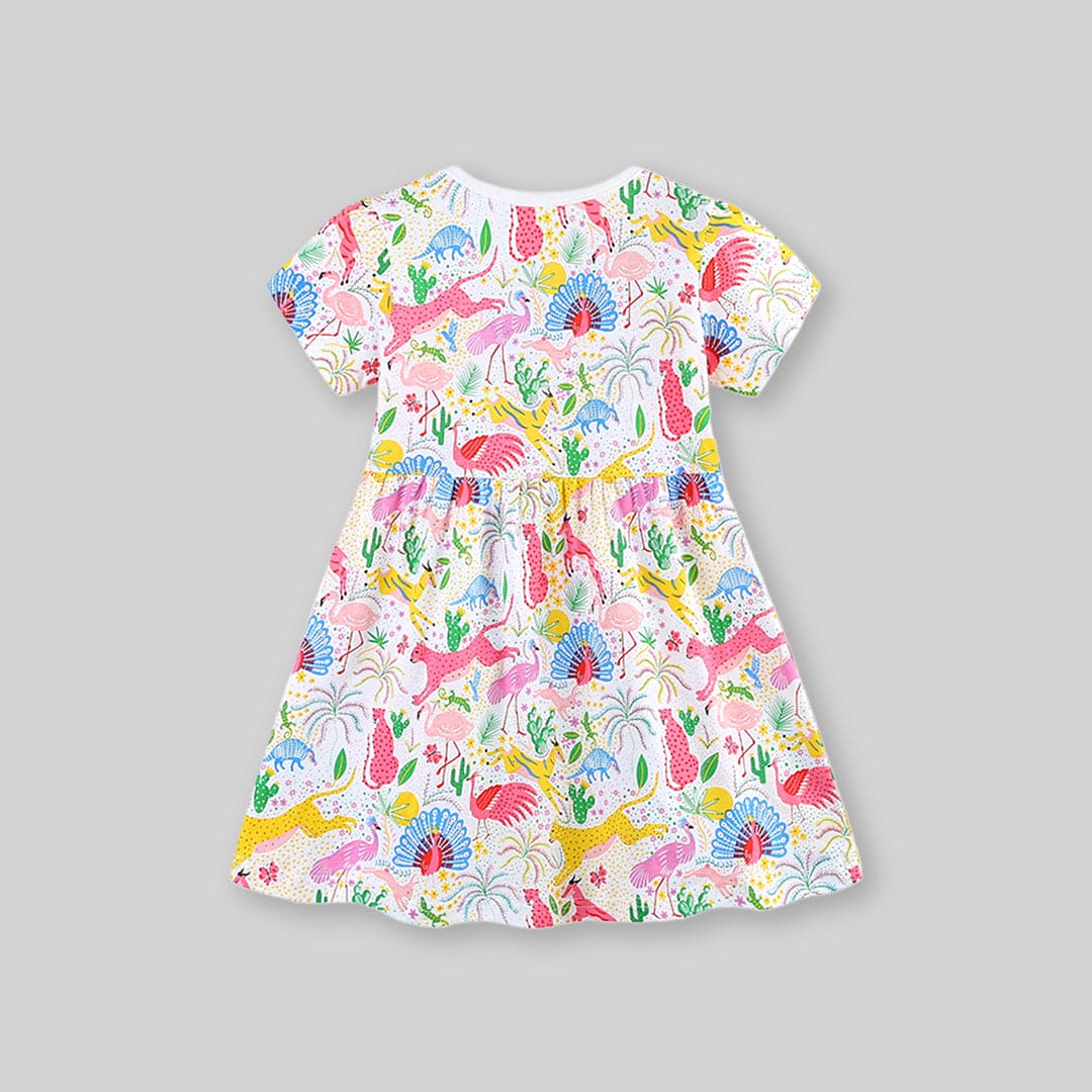Girls Animal Printed Short Sleeve Dress Casual Dresses   