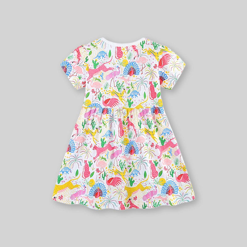Girls Animal Printed Short Sleeve Dress Casual Dresses   