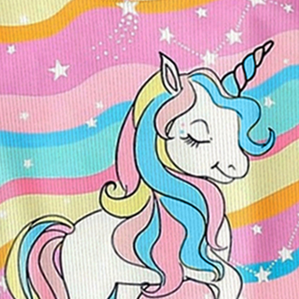 Girls Multicolor Unicorn Printed Top With Pajama Set ( Pack Of 2 ) Sets