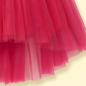 Girls Pink Solid Short Sleeve High-Low Party Dress Party Dresses