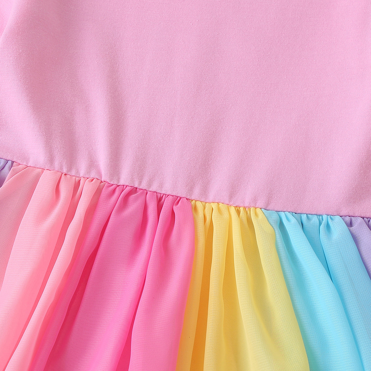 Girls Multicolor Short Sleeves Round Neck Fit And Flared Dress Casual Dresses