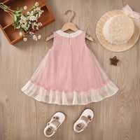 Girls Pink Sequins Embellished Sleeveless A-line Dress Casual Dresses