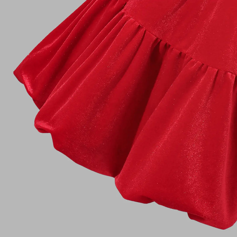 Girls Red Sleeveless Tiered Fit & Flare Dress Casual Dresses